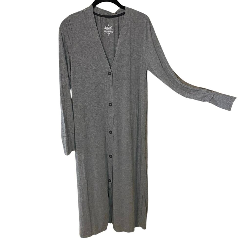 Cuddl Duds Gray Softwear Stretch Long Button Cardigan Duster Small modal blend